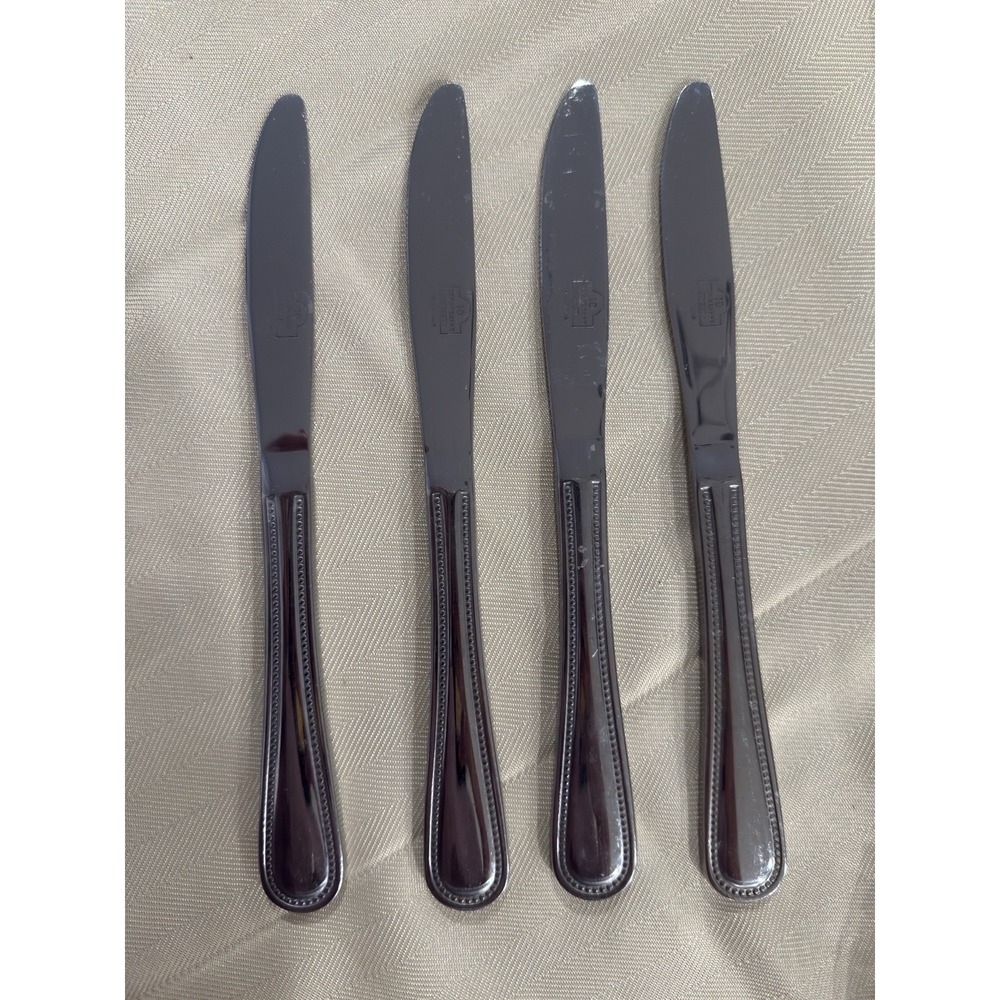 10 Strawberry Street Beaded Edge Dinner Knives Set of 4 Stainless Steel